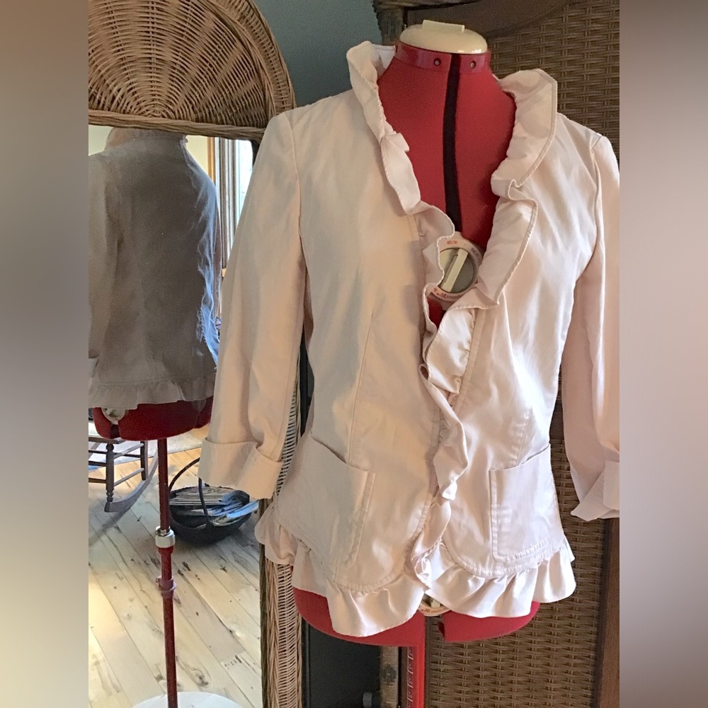 Talbots  pale pink/ peach cascade front jacket